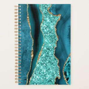 Agenda Purpurina de oro azul verde azulado Sparkly Planne