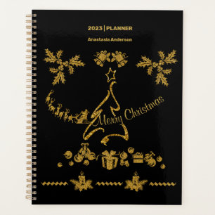 Agenda Purpurina de oro Feliz Navidad, Santa Claus