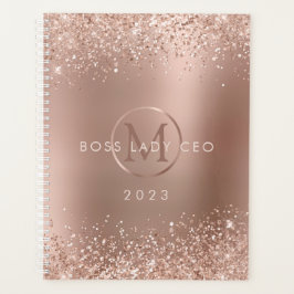 Agenda Purpurina de oro Rosa Monograma metálico 2023 Boss