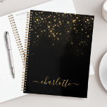 Agenda Purpurina de oro Sparkling Elegante Guión Glamoros<br><div class="desc">Crea tu propio planificador de destellos de diamante negro y dorado personalizado con tu personalizado moderno nombre de escritura manuscrita.</div>