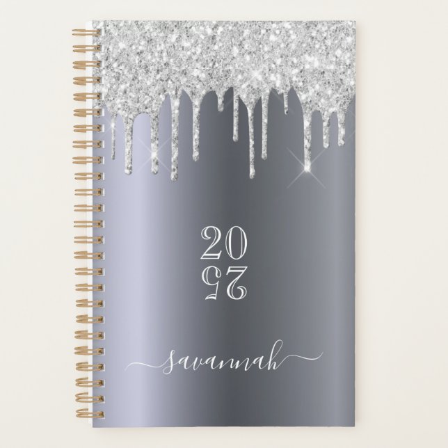 Agenda Purpurina de plata gotea 2025 (Anverso)