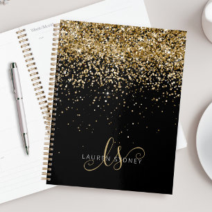 Agenda Purpurina dorado Glam Monograma Nombre
