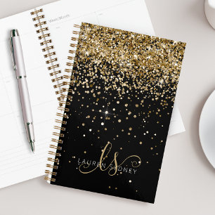 Agenda Purpurina dorado Glam Monograma Nombre