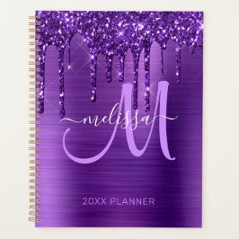 Agenda Purpurina Girly Purple Brushed Metalizado 2024