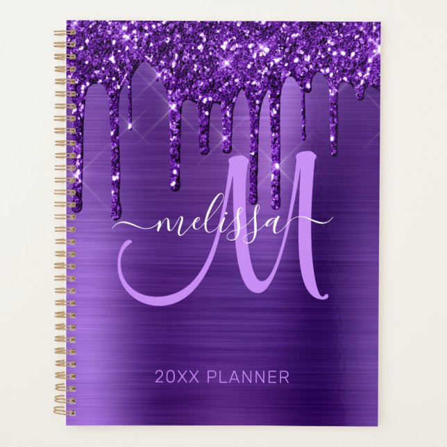 Agenda Purpurina Girly Purple Brushed Metalizado 2024 (Anverso)