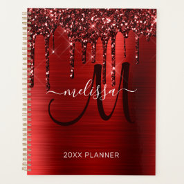Agenda Purpurina Girly Red Dripping cepillado Metalizado 