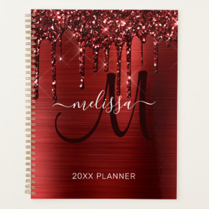 Agenda Purpurina Girly Red Dripping cepillado Metalizado 