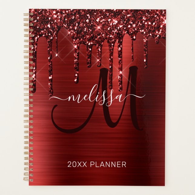 Agenda Purpurina Girly Red Dripping cepillado Metalizado  (Anverso)