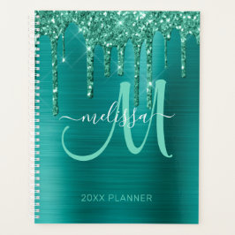 Agenda Purpurina Girly Verde azulado Brushed Metalizado 2