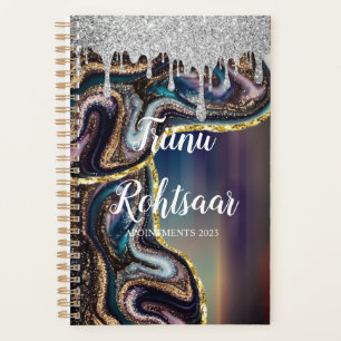 Agenda Purpurina Girly Verde azulado Brushed Metalizado 2
