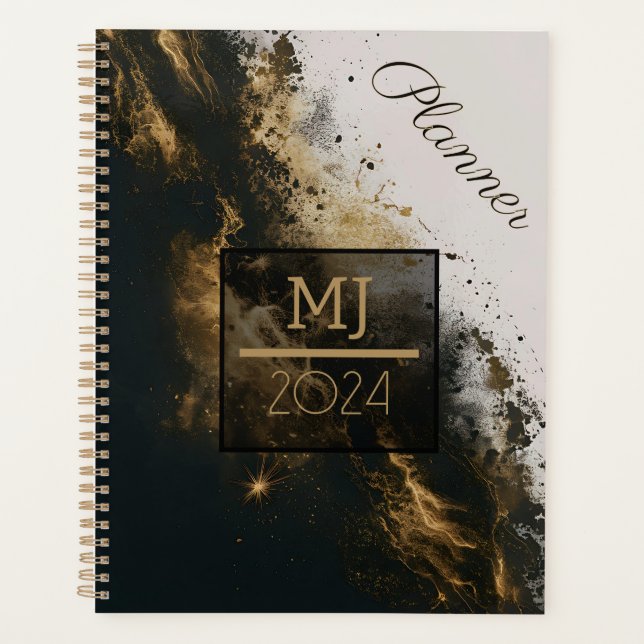 Agenda Purpurina GLAMOR BLANCO DE ORO NEGRO ELEGANTE (Anverso)