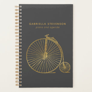 Agenda Purpurina Gold Penny Farthing Bike Gray Personaliz