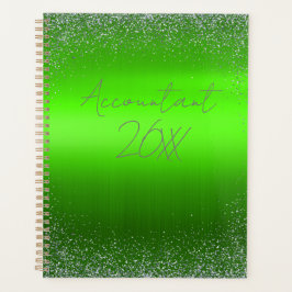 Agenda Purpurina Metalizado cepillado verde Monograma sim