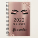 Agenda purpurina Monograma Rosa Dorado Rosa 2022<br><div class="desc">Oro Rosa 2022 - Rubor Pink Eyelashes Purpurina espumoso Monograma y bloc de notas espiral inicial. Esto hace que el dulce perfecto cumpleaños 16,  boda,  ducha de novia,  aniversario,  ducha de bebé o fiesta de soltera sea regalo para alguien que ama el lujo glam y los estilos de moda.</div>