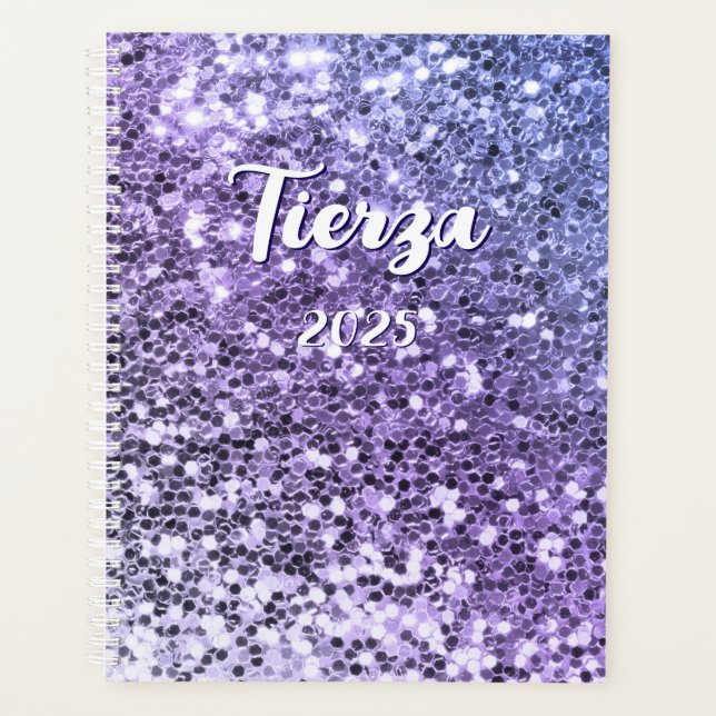 Agenda Purpurina morado de Ombre chunky personalizado (Anverso)