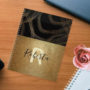 Agenda Purpurina Negro Y Bronce Moda Moderna De Glam