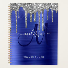 Agenda Purpurina plateado de moda Cobalt Azul cepillado M