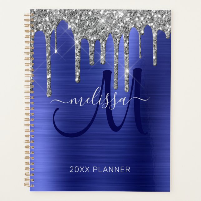 Agenda Purpurina plateado de moda Cobalt Azul cepillado M (Anverso)