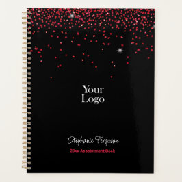 Agenda Purpurina Rojo en el fondo negro Semanal Mensual