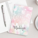 Agenda Purpurina rosa bonito glamuroso<br><div class="desc">Personalice fácilmente este patrón de purpurina de bokeh rosa bonito con los detalles de su personalizado.</div>