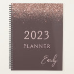 Agenda purpurina rosa de Terracotta Rosa Gold Rubor 2023<br><div class="desc">2023 Terracotta y Rosa Gold - Nombre de monograma del Purpurina de espuma rosa Rubor y bloc de notas de espiral inicial. Esto hace que el dulce perfecto cumpleaños 16, boda, ducha de novia, aniversario, ducha de bebé o fiesta de soltera sea regalo para alguien que ama el lujo glam...</div>