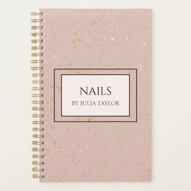 Agenda Purpurina Rosa Pastel Salón Nail Manicurista (Anverso)