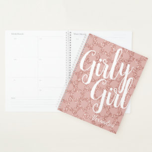 Agenda Purpurina rosa Polka Dot Girly Moda nombre niña