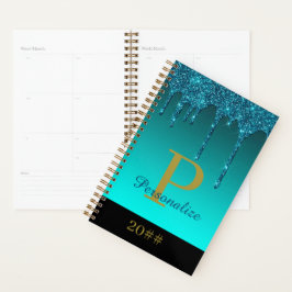 Agenda Purpurina Sparkle Nombre personalizado Monograma p