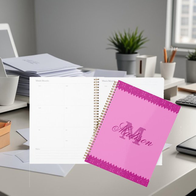 Agenda Purpurina zigzag, monograma (Subido por el creador)