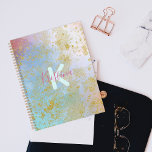 Agenda Purpurinoso artístico Pastel Modern Glam Moda Lujo<br><div class="desc">Diseño moderno y elegante de planner personalizado con un fondo pastel abstracto con pinturas purpurinas de imitación dorada. El texto es totalmente personalizable.</div>