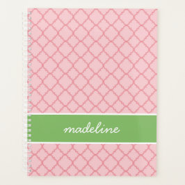 Agenda Quatrefoil rosa | Pinta rosa y verde