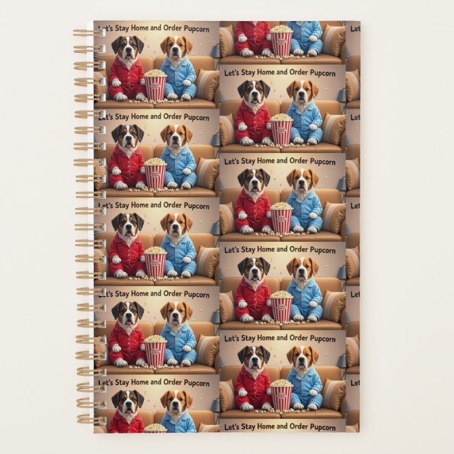 Agenda Quedémonos en casa y ordenemos perros de caricatur (Anverso)