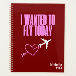 Agenda Quería volar hoy, corazón y avión, rosa caliente