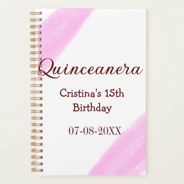 Agenda Quinceanera anos 15 años añadir textura de nombre (Anverso)