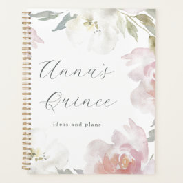 Agenda Quinceanera personalizada 15 años Floral rosa