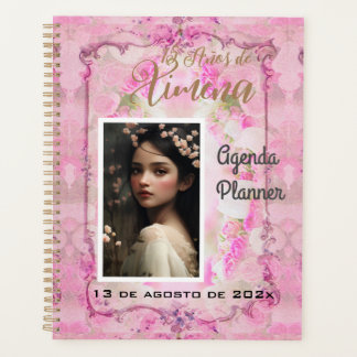Agenda Quinceanera Planner/Agenda/Journal en Rosa y Oro
