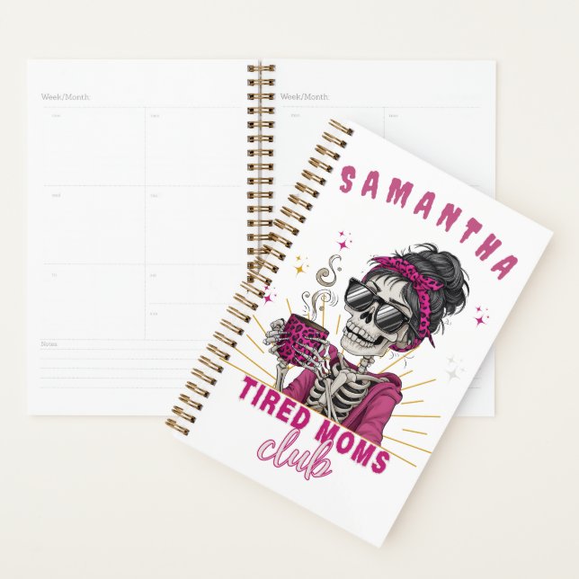 Agenda Quirky zombi personalizado con café cansado Moms C (Demostración)