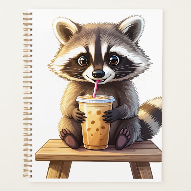 Agenda Raccoon Drinking Iced Coffee (Anverso)
