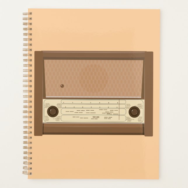 Agenda Radio de madera retro de la década de 1940 (Anverso)