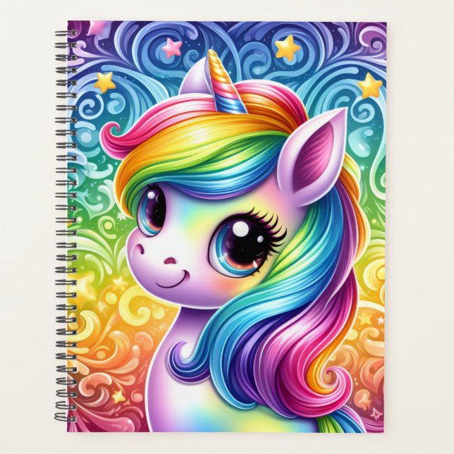 Agenda Rainbow unicorn cute fun planner book (Anverso)