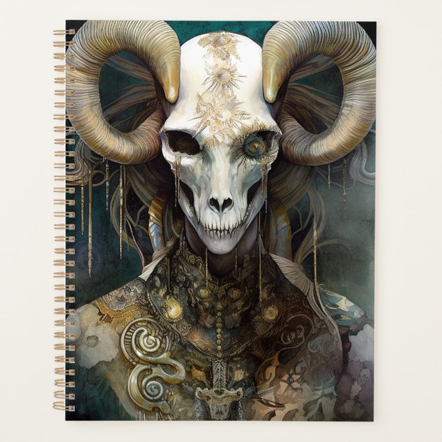 Agenda Ram Skull Surreal Fantasy Art (Anverso)