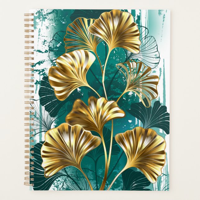 Agenda Rama con hojas doradas Ginko Biloba (Anverso)