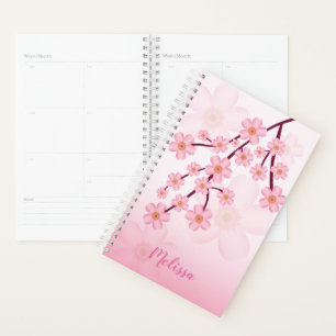 Agenda Rama de flor de cerezo Sakura rosa con nombre