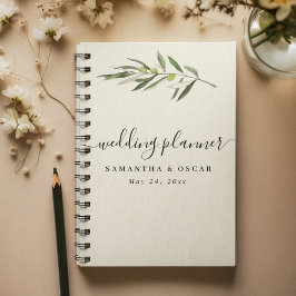 Agenda Rama verde oliva de agua simple