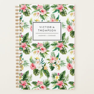 Agenda Ramo de flores tropicales en patrón de acuarela