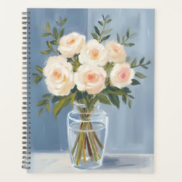 Agenda Ramo de Rosas Blancas Floral Acuarela Elegante