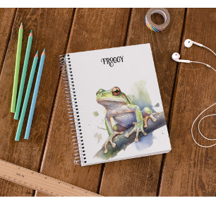 Agenda Rana de árbol de acuarela, personalizado