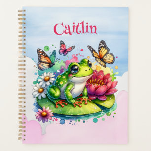 Agenda Rana, flores y mariposas personalizadas