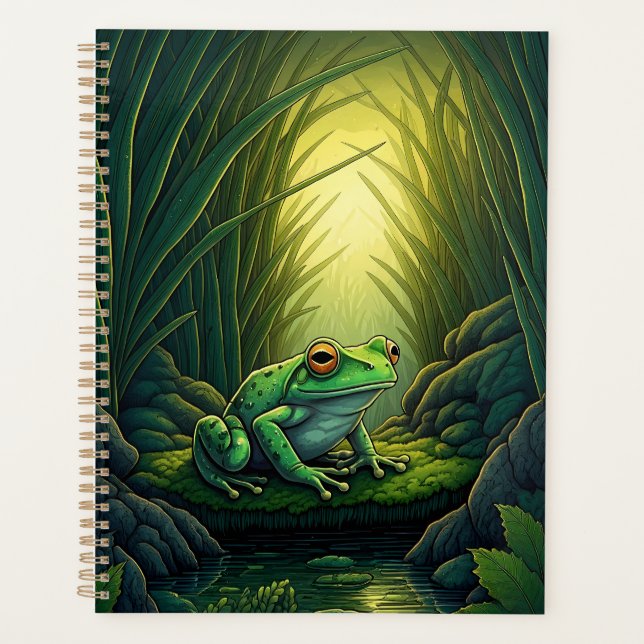 Agenda Rana verde encantada en un bosque (Anverso)
