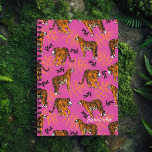 Agenda Raro patrón de tigre en rosa brillante